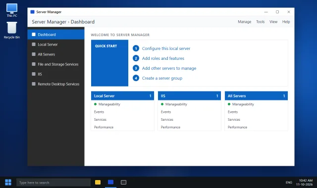 Windows Server desktop over Remote Desktop